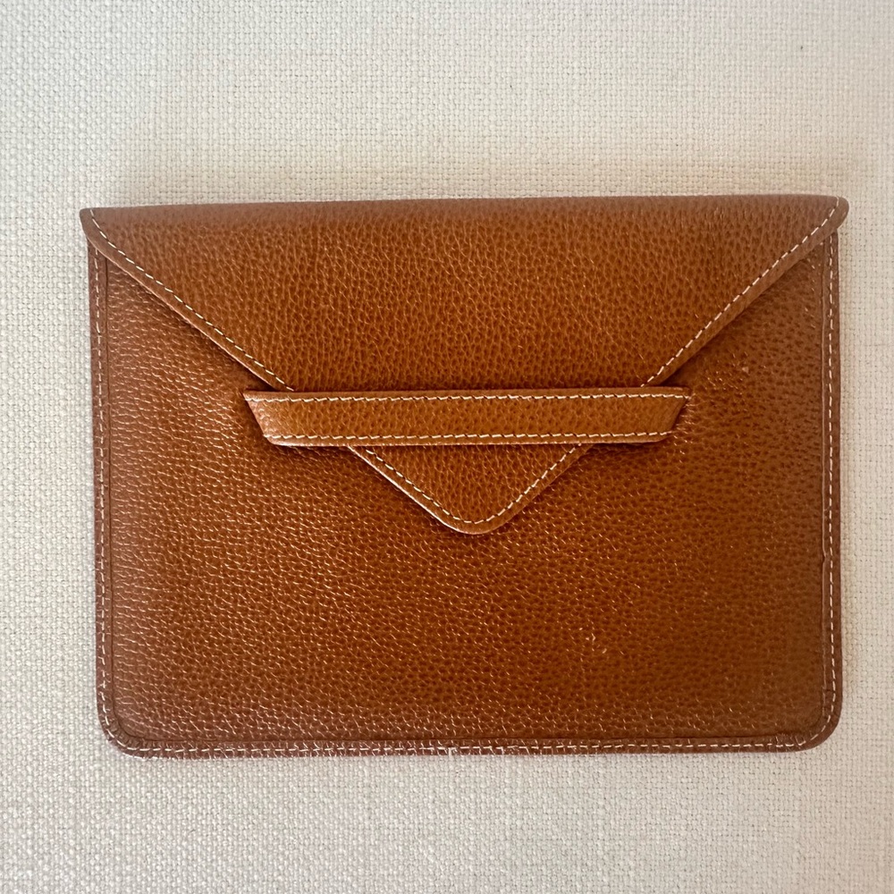 Saks Fifth Avenue Tan Leather Envelope Pouch